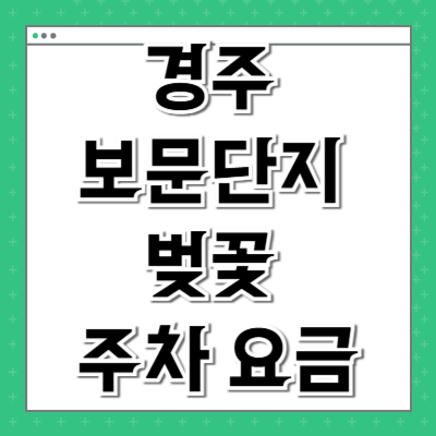 경주 보문단지 벚꽃 주차 요금