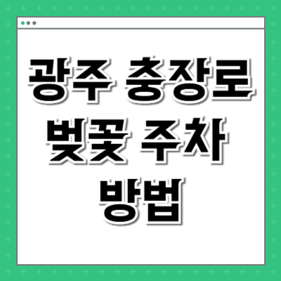 광주 충장로 벚꽃 주차 방법
