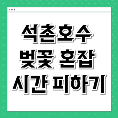 석촌호수 벚꽃 혼잡 시간 피하기